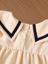 Young Girl Casual Navy Style Short Sleeve Beach Dress, Versatile Party Princess Dress, Summer